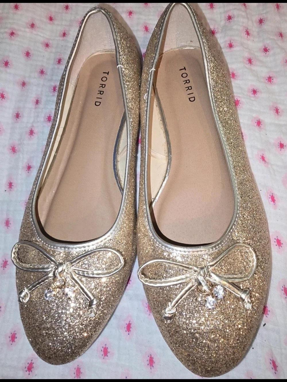 Torrid Gold Glitter Ballet Flats with Bow
